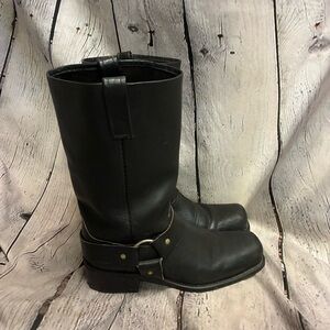 Dingo Vulcan Men's Black Leather Square Toe Harness Biker Moto Boots Sz 8.5 D